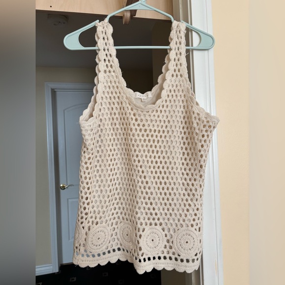 Adiva Beige Crochet Tank Top - Picture 1 of 2